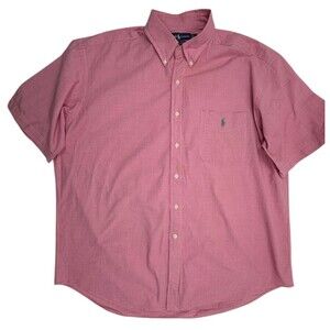 Polo Ralph Lauren Blake Red Micro-Check Button-Down Shirt SS Cotton XL